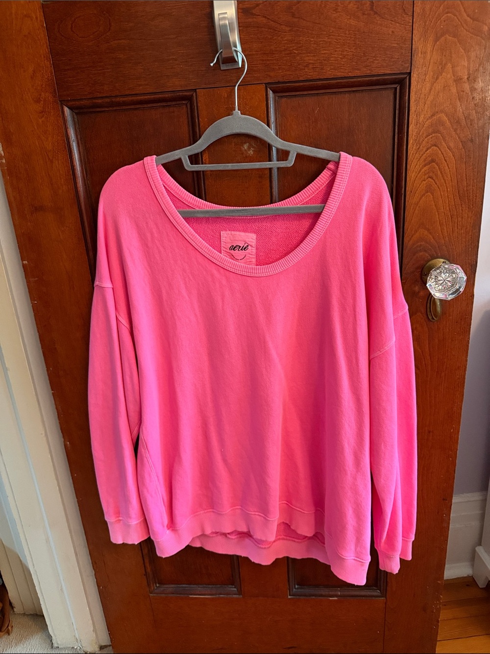 Aerie Bright Pink Lightweight Crewneck Sweatshirt